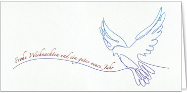 2025 für Firmen | Kategorie - Religiöse Motive - | Motiv: Malerische Friedenstaube in Blau - Artikel Nummer 42003