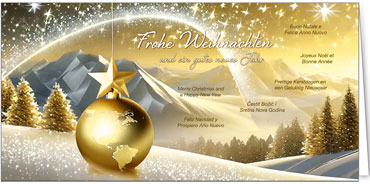 2025 für Firmen | Kategorie Internationale Weihnachtsgrüße | Motiv: Goldene Welt - Artikel Nummer 42005