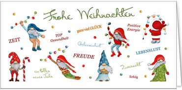 2025 für Firmen | Kategorie - Weihnachts Aquarelle - | Motiv: Baumelnde Wichtel - Artikel Nummer 42007