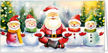 2025 für Firmen | Kategorie - Weihnachts Aquarelle - | Motiv: Yoga im Team - Artikel Nummer 42008