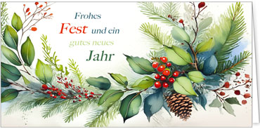 2025 für Firmen | Kategorie - Weihnachts Aquarelle - | Motiv: Kranzaquarell - Artikel Nummer 42029