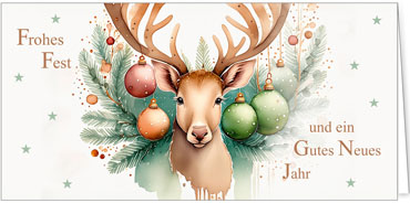 2025 für Firmen | Kategorie - Weihnachts Aquarelle - | Motiv: Edelhirsch - Artikel Nummer 42042