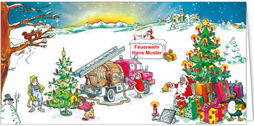 2025 für Firmen | Kategorie - Branchenkarten | Motiv: Feuerwehr - Artikel Nummer 52008