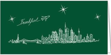 2025 für Firmen | Kategorie Städte Karten | Motiv: Frankfurt - Line Art (Grün) - Artikel Nummer 7080-806