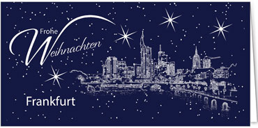 2025 für Firmen | Kategorie Städte Karten | Motiv: Frankfurt - Sightseeing (Blau) - Artikel Nummer 7083-804