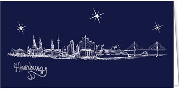 2025 für Firmen | Kategorie Städte Karten | Motiv: Hamburg - Line Art (Blau) - Artikel Nummer 7084-804