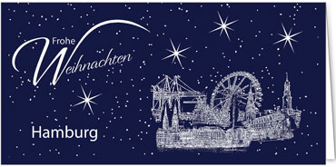 2025 für Firmen | Kategorie Städte Karten | Motiv: Hamburg - Sightseeing (Blau) - Artikel Nummer 7085-804