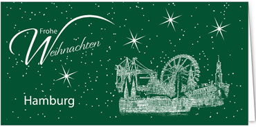 2025 für Firmen | Kategorie Städte Karten | Motiv: Hamburg - Sightseeing (Grün) - Artikel Nummer 7085-806