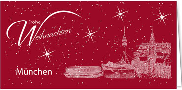 2025 für Firmen | Kategorie Städte Karten | Motiv: München - Sightseeing (Rot) - Artikel Nummer 7087-805