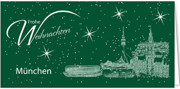 2025 für Firmen | Kategorie Städte Karten | Motiv: München - Sightseeing (Grün) - Artikel Nummer 7087-806