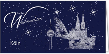 2025 für Firmen | Kategorie Städte Karten | Motiv: Köln - Sightseeing (Blau) - Artikel Nummer 7089-804