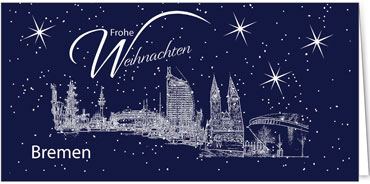 2025 für Firmen | Kategorie Städte Karten | Motiv: Bremen - Sightseeing (Blau) - Artikel Nummer 7090-804