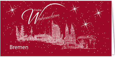 2025 für Firmen | Kategorie Städte Karten | Motiv: Bremen - Sightseeing (Rot) - Artikel Nummer 7090-805