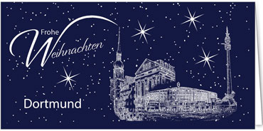 2025 für Firmen | Kategorie Städte Karten | Motiv: Dortmund - Sightseeing (Blau) - Artikel Nummer 7092-804