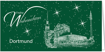 2025 für Firmen | Kategorie Städte Karten | Motiv: Dortmund - Sightseeing (Grün) - Artikel Nummer 7092-806