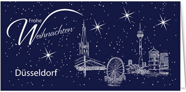 2025 für Firmen | Kategorie Städte Karten | Motiv: Düsseldorf - Sightseeing (Blau) - Artikel Nummer 7094-804