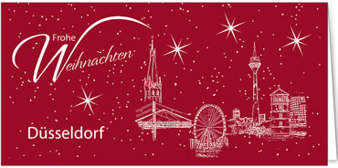 2025 für Firmen | Kategorie Städte Karten | Motiv: Düsseldorf - Sightseeing (Rot) - Artikel Nummer 7094-805