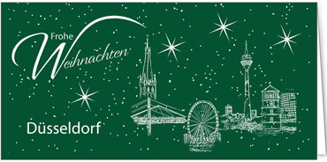 2025 für Firmen | Kategorie Städte Karten | Motiv: Düsseldorf - Sightseeing (Grün) - Artikel Nummer 7094-806