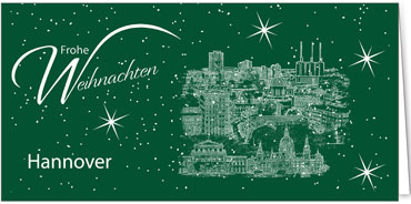 2025 für Firmen | Kategorie Städte Karten | Motiv: Hannover - Sightseeing (Grün) - Artikel Nummer 7095-806
