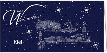 2025 für Firmen | Kategorie Städte Karten | Motiv: Kiel - Sightseeing (Blau) - Artikel Nummer 7096-804