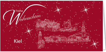 2025 für Firmen | Kategorie Städte Karten | Motiv: Kiel - Sightseeing (Rot) - Artikel Nummer 7096-805