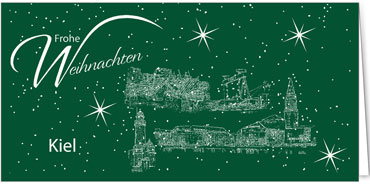 2025 für Firmen | Kategorie Städte Karten | Motiv: Kiel - Sightseeing (Grün) - Artikel Nummer 7096-806