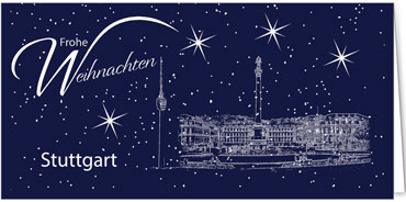 2025 für Firmen | Kategorie Städte Karten | Motiv: Stuttgart - Sightseeing (Blau) - Artikel Nummer 7098-804