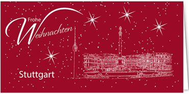 2025 für Firmen | Kategorie Städte Karten | Motiv: Stuttgart - Sightseeing (Rot) - Artikel Nummer 7098-805