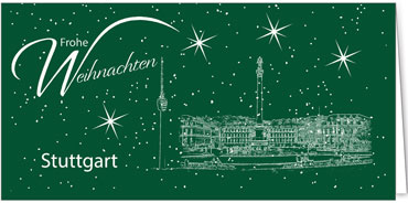 2025 für Firmen | Kategorie Städte Karten | Motiv: Stuttgart - Sightseeing (Grün) - Artikel Nummer 7098-806