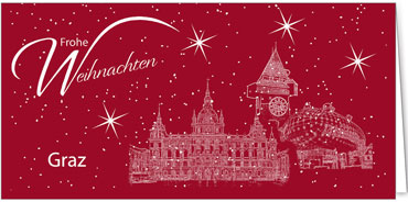 2025 für Firmen | Kategorie Städte Karten | Motiv: Graz - Sightseeing (Rot) - Artikel Nummer 7100-805