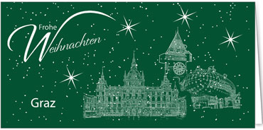 2025 für Firmen | Kategorie Städte Karten | Motiv: Graz - Sightseeing (Grün) - Artikel Nummer 7100-806