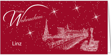 2025 für Firmen | Kategorie Städte Karten | Motiv: Linz - Sightseeing (Rot) - Artikel Nummer 7103-805