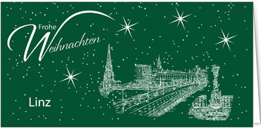 2025 für Firmen | Kategorie Städte Karten | Motiv: Linz - Sightseeing (Grün) - Artikel Nummer 7103-806