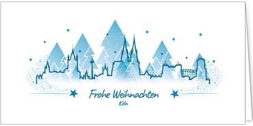 2025 für Firmen | Kategorie Städte Karten | Motiv: Köln in Blau - Artikel Nummer 7130-811