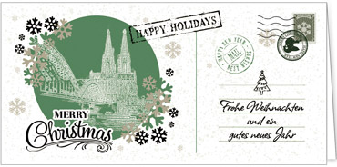 2025 für Firmen | Kategorie Städte Karten | Motiv: Nostalgisches Köln in Grün - Artikel Nummer 7199-811