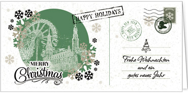 2025 für Firmen | Kategorie Städte Karten | Motiv: Nostalgisches Hamburg in Grün - Artikel Nummer 7203-811