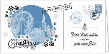 2025 für Firmen | Kategorie Städte Karten | Motiv: Nostalgisches Hamburg in Blau - Artikel Nummer 7204-811