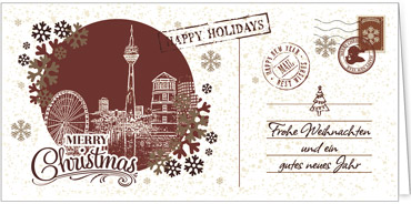 2025 für Firmen | Kategorie Städte Karten | Motiv: Nostalgisches Düsseldorf in Rot - Artikel Nummer 7210-811