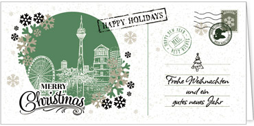 2025 für Firmen | Kategorie Städte Karten | Motiv: Nostalgisches Düsseldorf in Grün - Artikel Nummer 7211-811