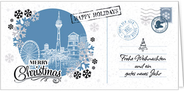 2025 für Firmen | Kategorie Städte Karten | Motiv: Nostalgisches Düsseldorf in Blau - Artikel Nummer 7212-811