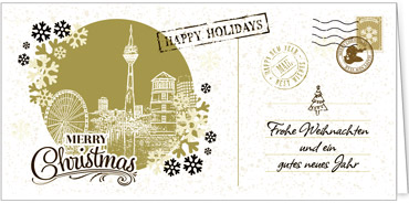 2025 für Firmen | Kategorie Städte Karten | Motiv: Nostalgisches Düsseldorf in Gold - Artikel Nummer 7213-811