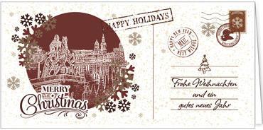 2025 für Firmen | Kategorie Städte Karten | Motiv: Nostalgisches Dresden in Rot - Artikel Nummer 7226-811