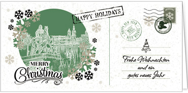 2025 für Firmen | Kategorie Städte Karten | Motiv: Nostalgisches Dresden in Grün - Artikel Nummer 7227-811