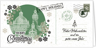 2025 für Firmen | Kategorie Städte Karten | Motiv: Nostalgisches Leipzig in Grün - Artikel Nummer 7231-811