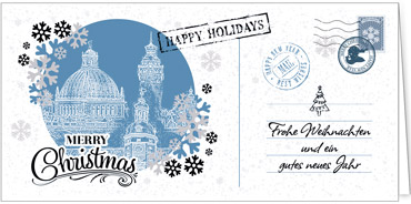 2025 für Firmen | Kategorie Städte Karten | Motiv: Nostalgisches Leipzig in Blau - Artikel Nummer 7232-811