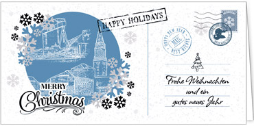 2025 für Firmen | Kategorie Städte Karten | Motiv: Nostalgisches Kiel in Blau - Artikel Nummer 7240-811