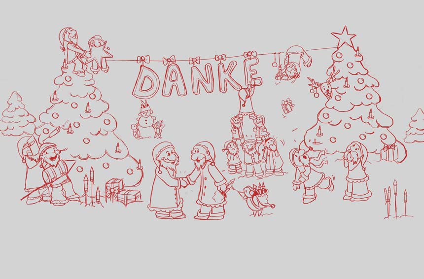 Weihnachtskarten Skizze